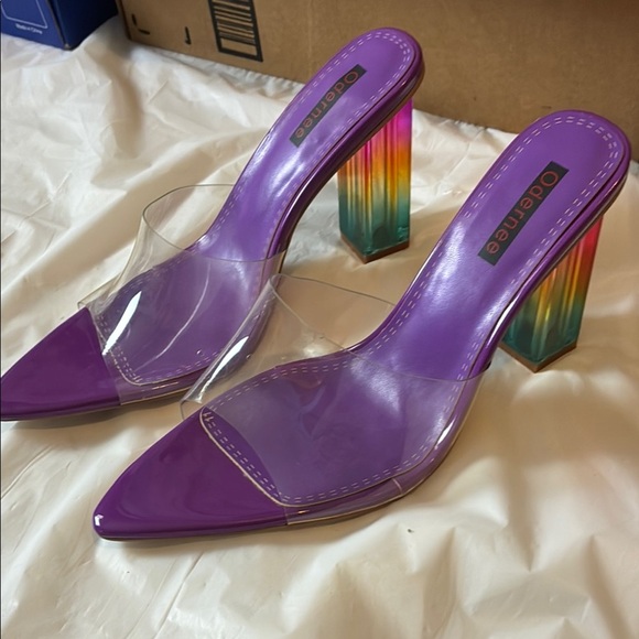 Vibrant Purple Heels with Transparent Design - Picture 1 of 9